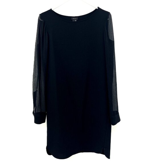 Theory Dresses & Skirts - Theory Black Sheer Sleeve Shift Dress Womens Size 2 Silk Sleeves